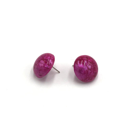 Fuchsia Capiz Lucite Stud Earrings