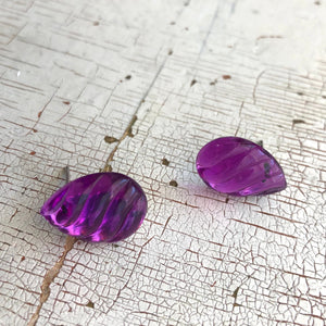 Bright Purple Swirled Teardrop Stud Earrings