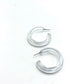 Clear & White Pinstripe Hoop Earrings *As IS