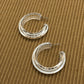 Clear & White Pinstripe Hoop Earrings *As IS