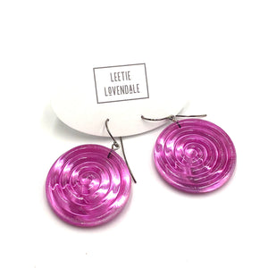 Hot Pink & Glow Spiral Drop Earrings