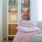 Quilted Sujani Throw Blanket - Pastel Lilac and Neon Orange