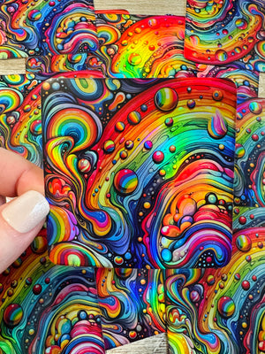 Bespattered Facade Holographic Rainbow Tidal Wave Sticker