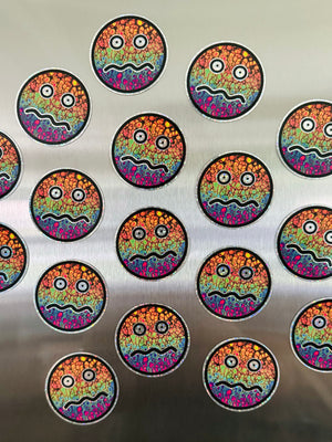 Bespattered Facade Holographic Glitter Anxiety Face Refrigerator Magnet