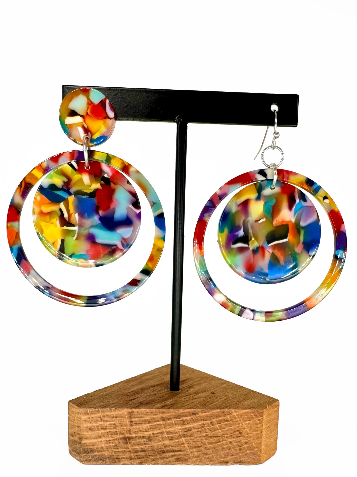 Rainbow Tortoise Dangly Earrings