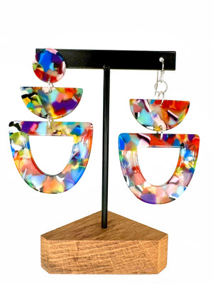 Rainbow Tortoise Dangly Earrings