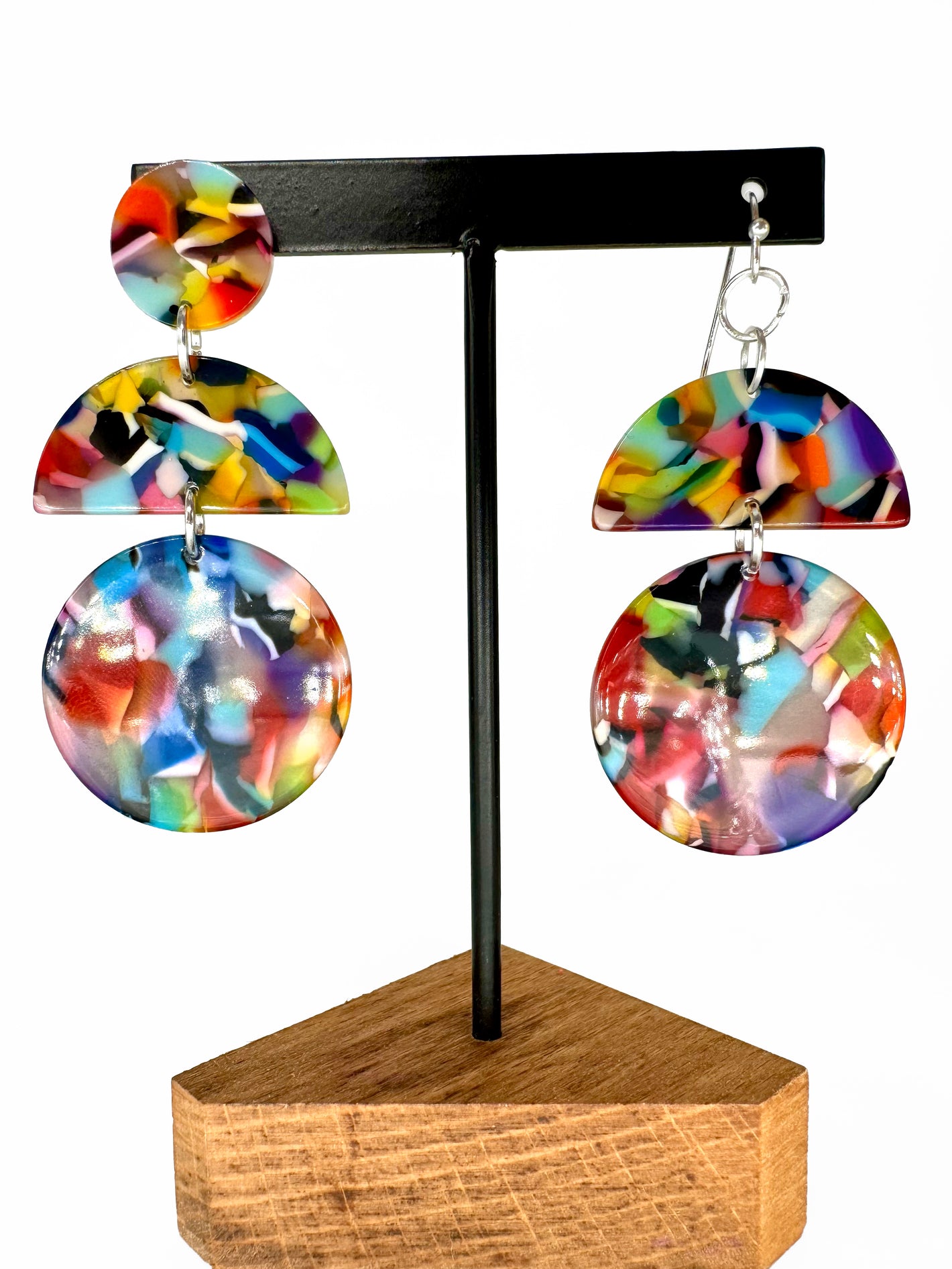 Rainbow Tortoise Dangly Earrings