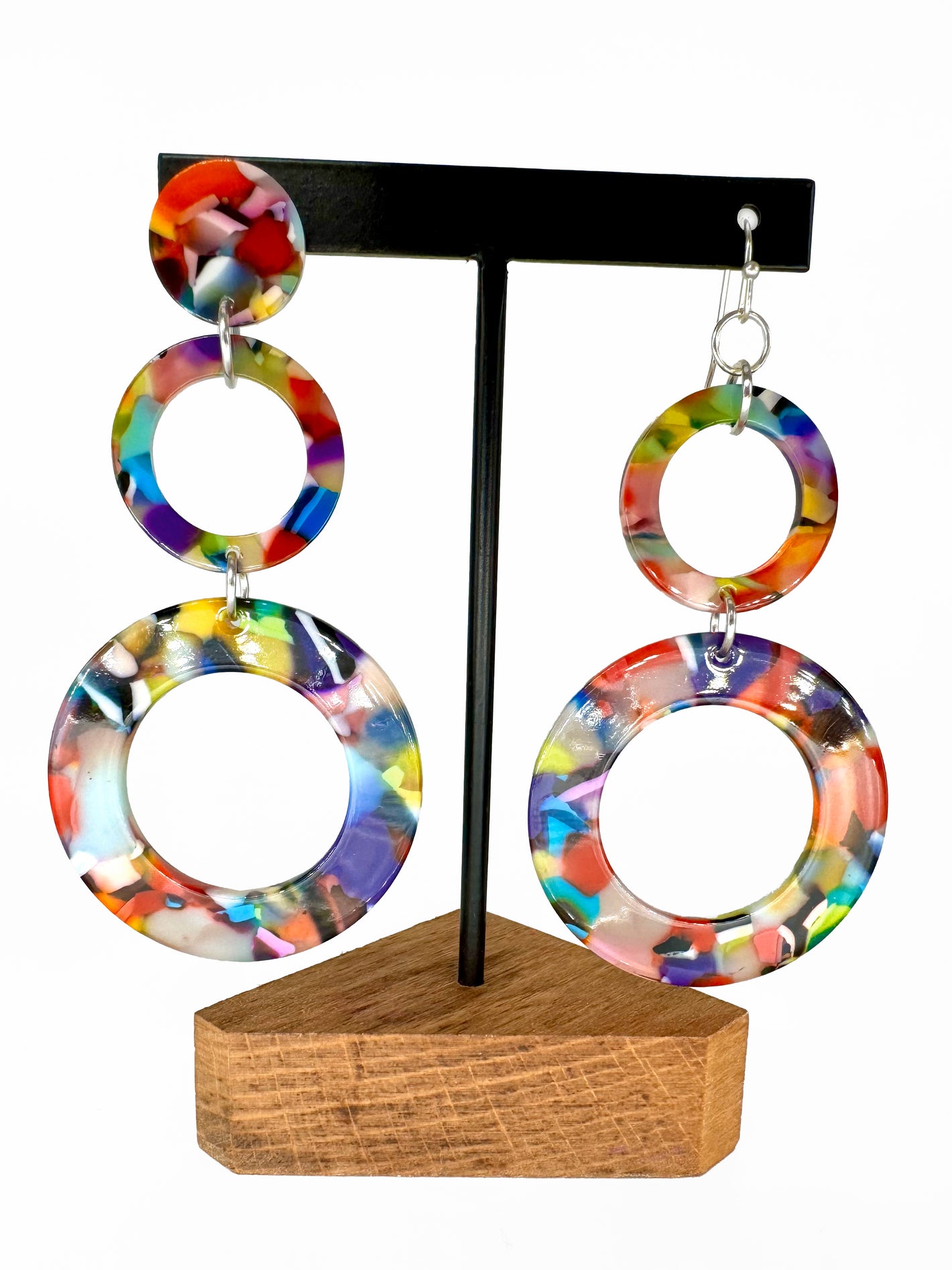 Rainbow Tortoise Dangly Earrings