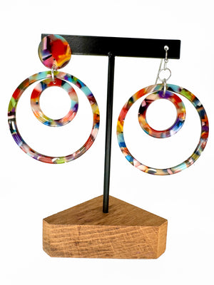 Rainbow Tortoise Dangly Earrings