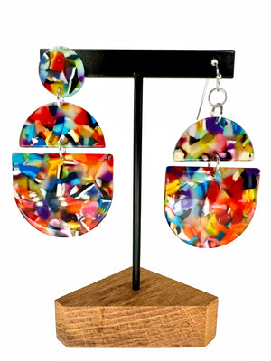 Rainbow Tortoise Dangly Earrings