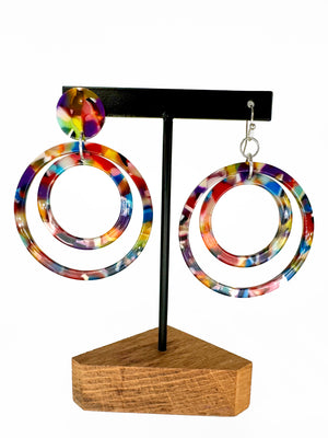 Rainbow Tortoise Dangly Earrings