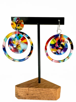 Rainbow Tortoise Dangly Earrings