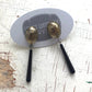 Gold Mercury & Skinny Black Teardrop Earrings