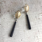 Gold Mercury & Skinny Black Teardrop Earrings