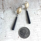 Gold Mercury & Skinny Black Teardrop Earrings