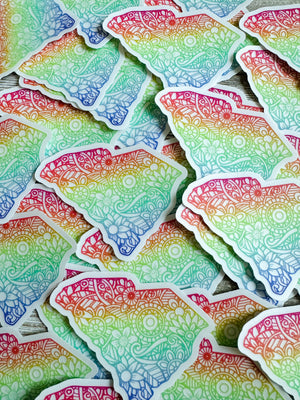Bespattered Facade Rainbow Floral South Carolina Clear Sticker