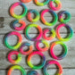 Small Neon Rainbow Spiral Hair Tie Set