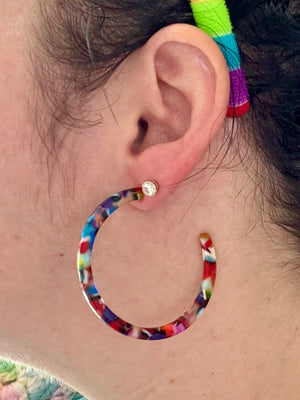 XL Rainbow Tortoise Hoop Earrings