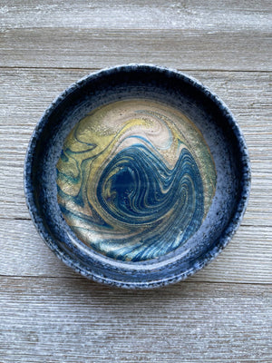 Golden Navy Round Jewelry / Trinket Dish