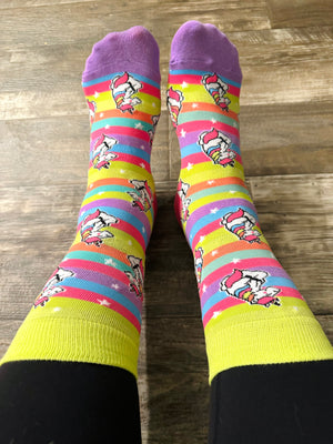Unicorn Rainbow Super Fun Time Unisex Mid-Calf Adult Socks