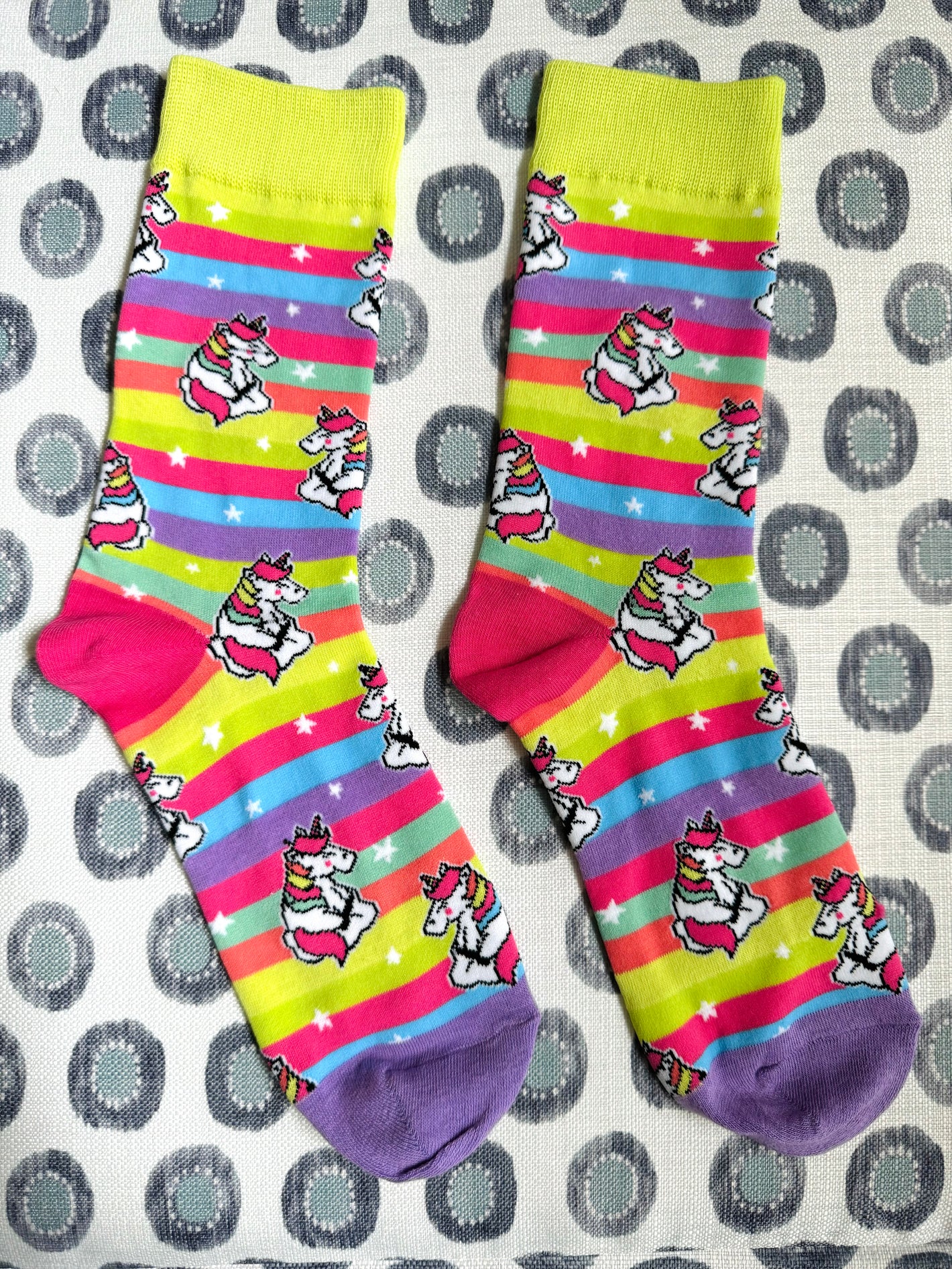 Unicorn Rainbow Super Fun Time Unisex Mid-Calf Adult Socks