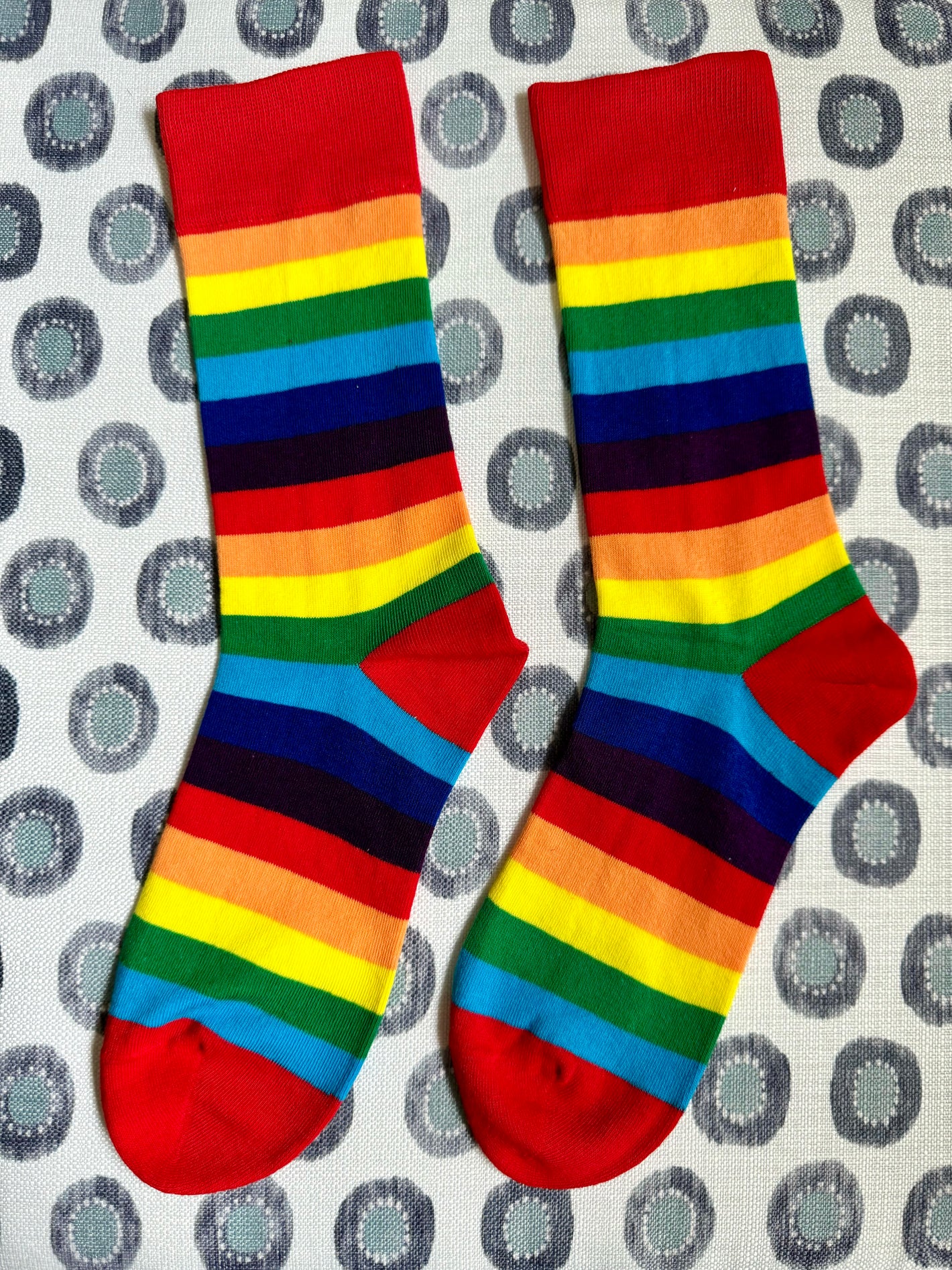 Team Red Rainbow Stripes Unisex Adult Crew Socks