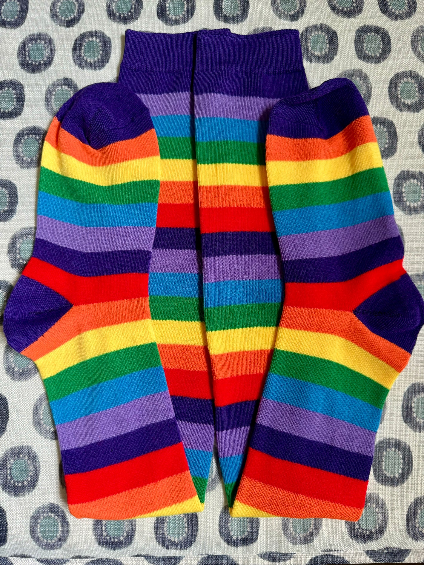 Team Purple Rainbow Stripes Unisex Adult Thigh High Socks