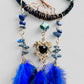 Medium Blue/Black Tree of Life Dreamcatcher with Black Heart Charm - Lapis Lazuli-- Rearview Mirror Hanging or Wall Hanging