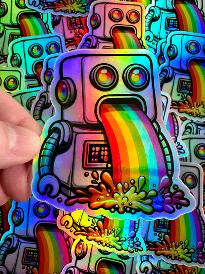 "BTS at Bespattered Facade" Holographic Rainbow Robot Sticker