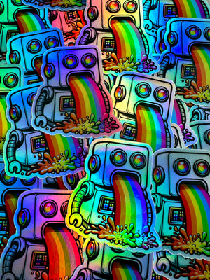 "BTS at Bespattered Facade" Holographic Rainbow Robot Sticker