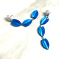 Silver & Capri Moonglow Lucite Statement Earrings