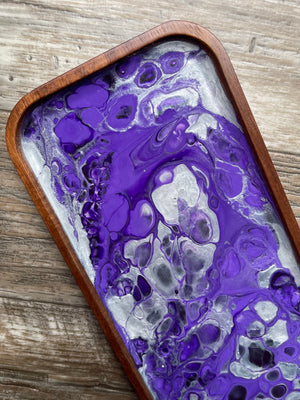 Amethyst Jewel Medium Rectangular Acacia Wood Tray