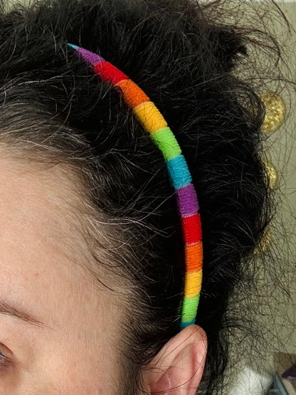 Thin Rainbow Striped Headband