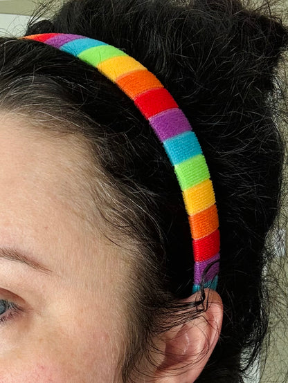 Wide Rainbow Striped Headband