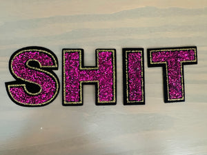 Everyone's Second Favorite Word Pink Glitter Gold Embroidered Patch Set