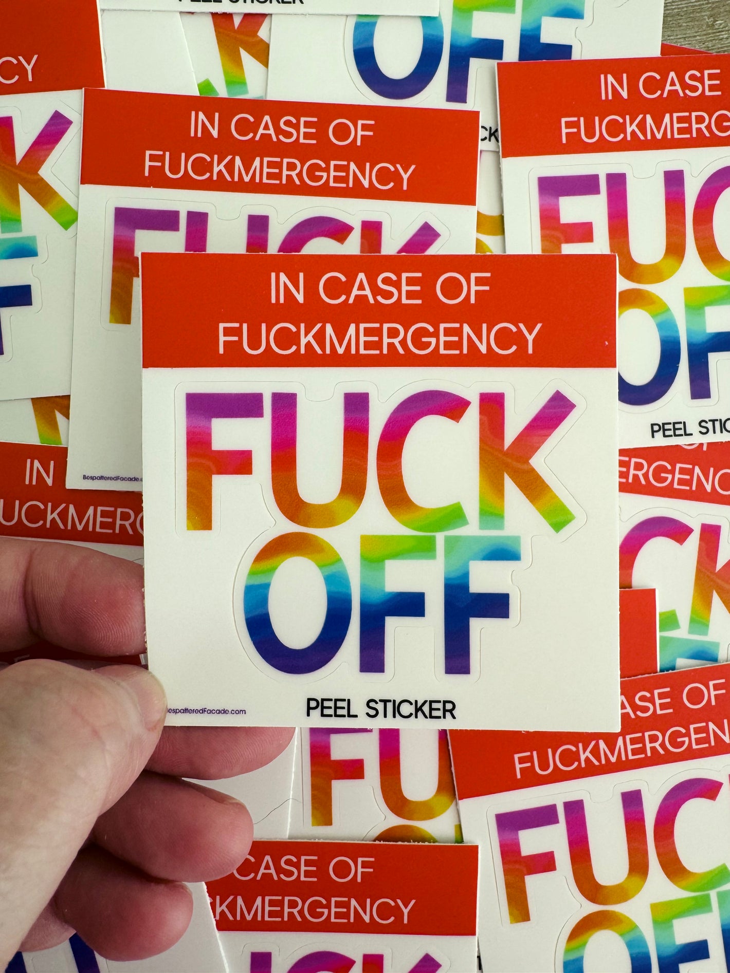 Bespattered Facade "In Case of F*ckmergency" Rainbow Sticker