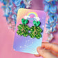 Shamrock Confetti Heart Clover Earrings
