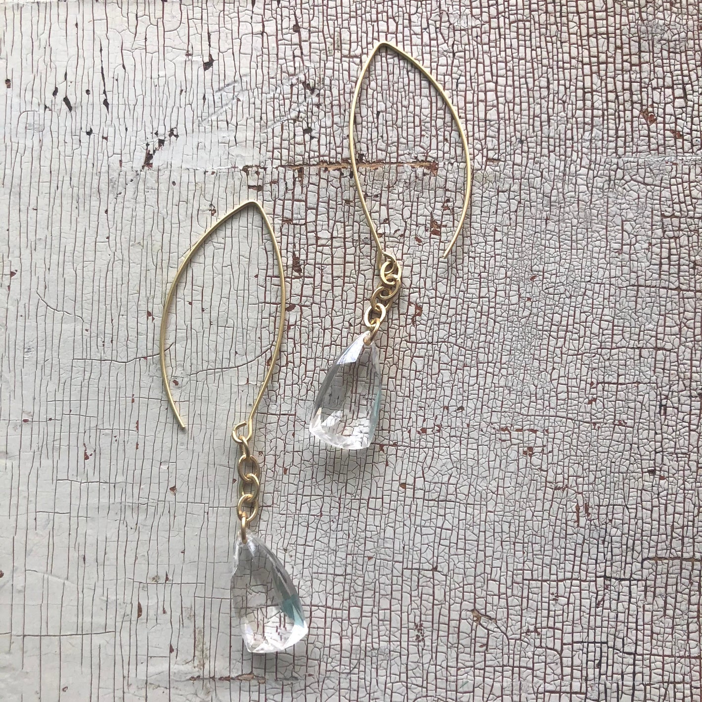 Clear Faceted Briolette RainChain Drop Earrings