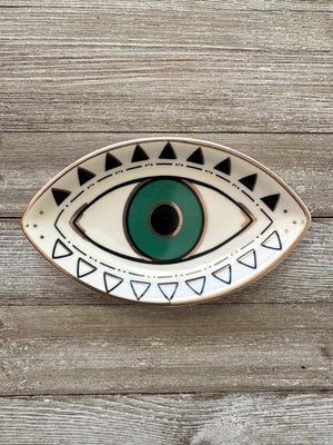 Evil Eye Symbol Ceramic Catch All Jewelry / Trinket Dish