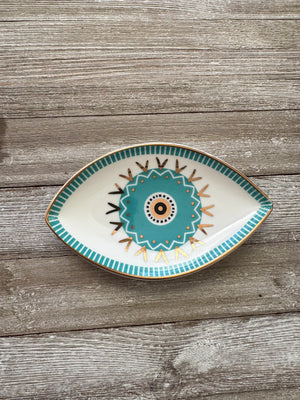 Evil Eye Symbol Ceramic Catch All Jewelry / Trinket Dish