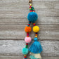 Colorful Beaded Pom Pom Tassel Keychain / Bag Charm