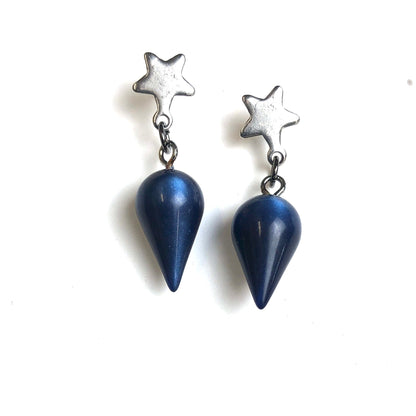Dark Blue Moonglow StarSpike Earrings