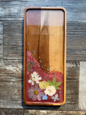 Fabulous Florals Small Rectangular Acacia Wood Tray