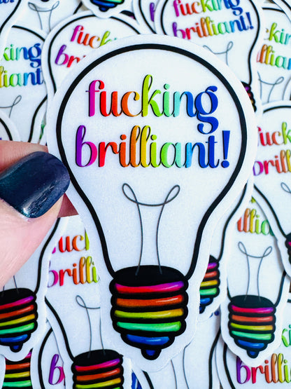 Bespattered Facade Rainbow "Effing Brilliant" Lightbulb Clear Sticker