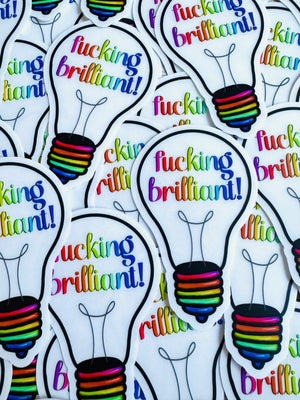 Bespattered Facade Rainbow "Effing Brilliant" Lightbulb Clear Sticker