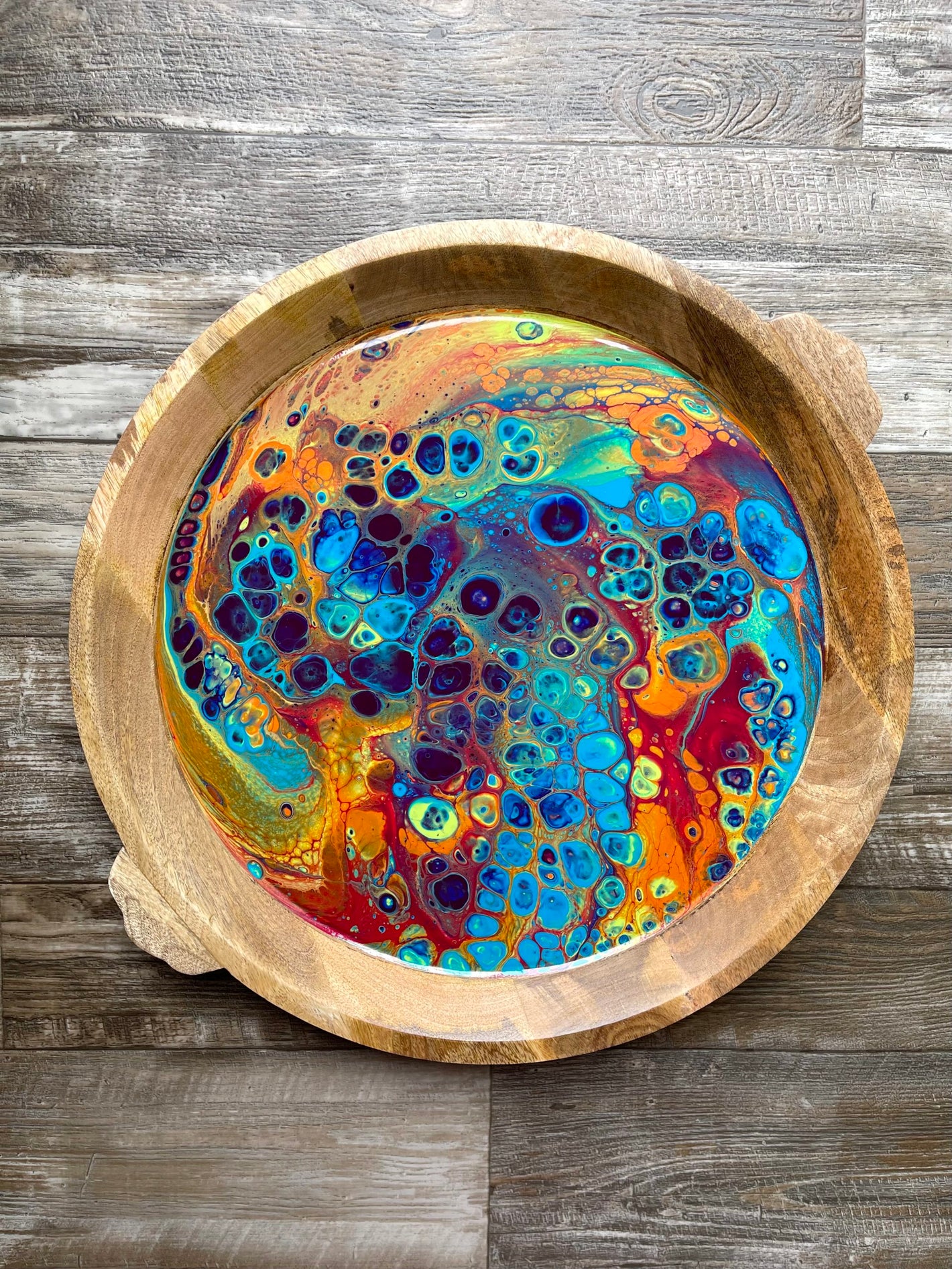 Intergalactic Rainbow Extra-Large Round Wood Tray