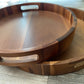 Bespattered Facade Set of 2 Unpainted Round Acacia Wood Trays
