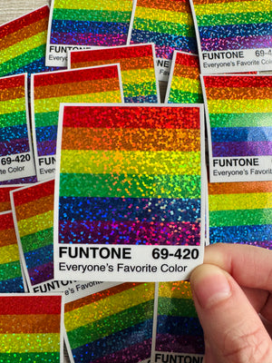 Bespattered Facade Everyone's Favorite Color Rainbow Holographic Glitter "Funtone" Chip Sticker