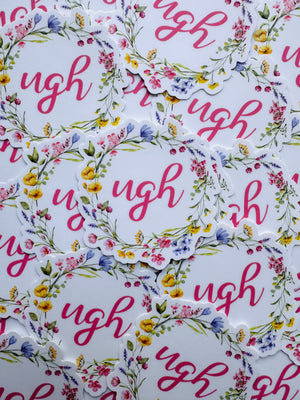 Bespattered Facade "Ugh" Floral Sticker