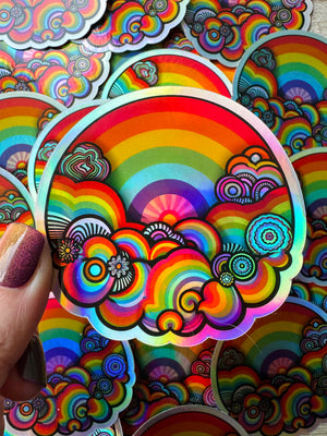 Bespattered Facade Somewhere Inside the Rainbow Holographic Sticker